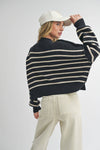 T3341   STRIPED PATTERN MOCK NECK SWEATER TOP