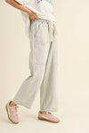 P3819  STRIPE AND WASHED EFFECT BARREL SHAPE PANTS