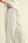 P3819  STRIPE AND WASHED EFFECT BARREL SHAPE PANTS