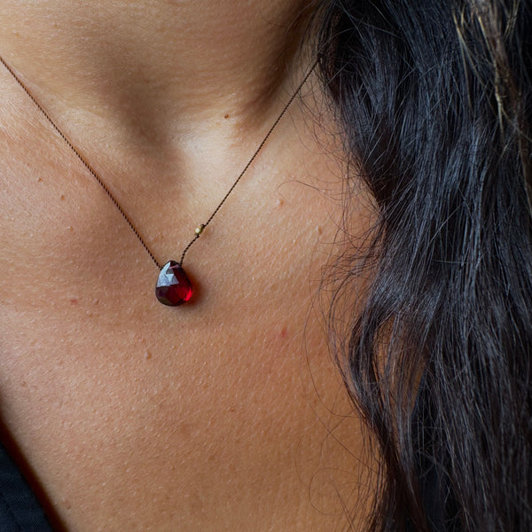 RED GARNET PENDANT NECKLACE