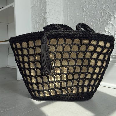 BLACK CROCHET MARKET BAG