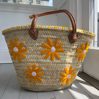 DAISY STRAW TOTE BAG