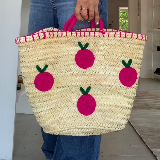 PLUM STRAW TOTE BAG