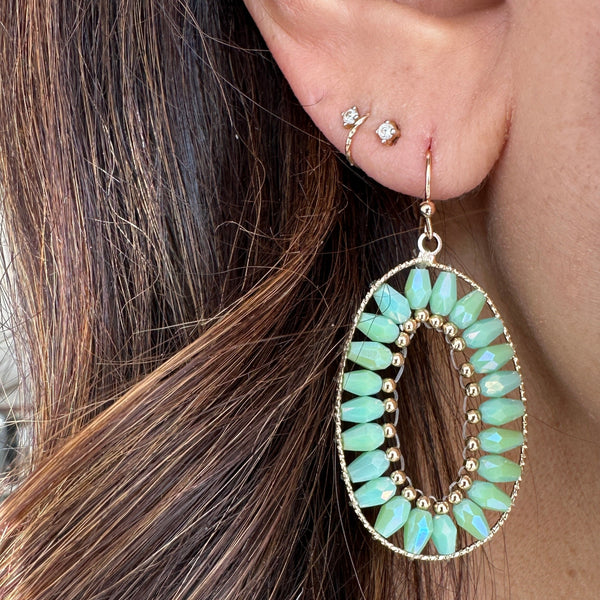 OVAL BEADED BOHO EARRINGS