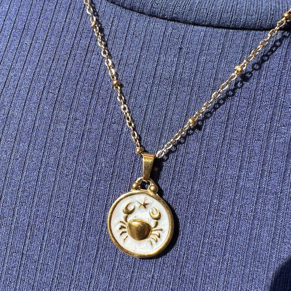 ZODIAC CONSTELLATION DISC NECKLACE