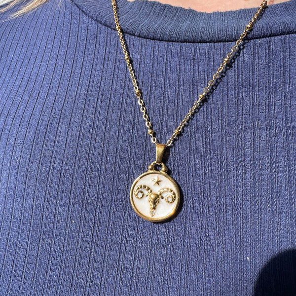 ZODIAC CONSTELLATION DISC NECKLACE