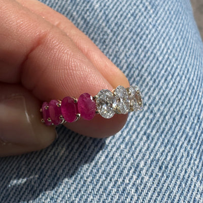 ARABELLA LAB GROWN DIAMOND AND RUBY ETERNITY BAND