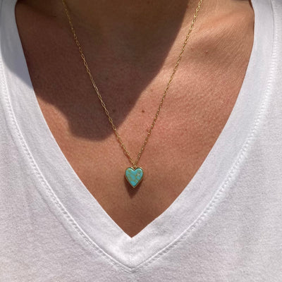 TURQUOISE PROTECTION HEART NECKLACE