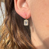 EMERALD CUT WHITE TOPAZ & DIAMOND EARRINGS