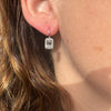 EMERALD CUT WHITE TOPAZ & DIAMOND EARRINGS