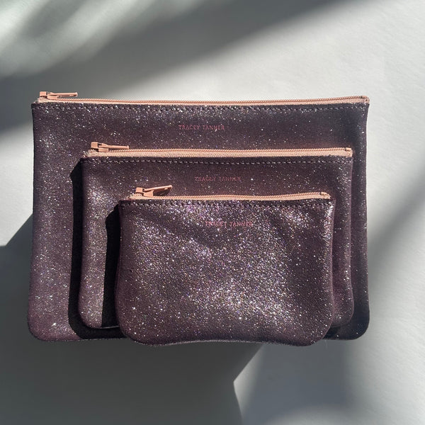 SPARKLE LAVENDER ZIP POUCH