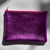 HOLOGRAM FUSCHIA ZIP POUCH