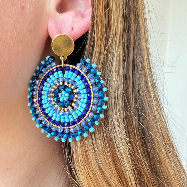 SHADES OF BLUE BEADED EARRINGS