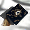 Black Velvet Pouch with Gold Tassel and Beaded Evil Eye with Stars