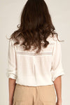 Drawstring Hem Lace Trimmed Blouse
