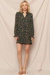 Floral Print Mini Dress with Standing Collar