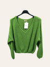 V-neck crop sweater with a tight hem #20678