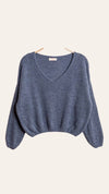 V-neck crop sweater with a tight hem #20678