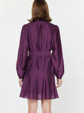 Godet Detail Long Sleeve Mini Dress