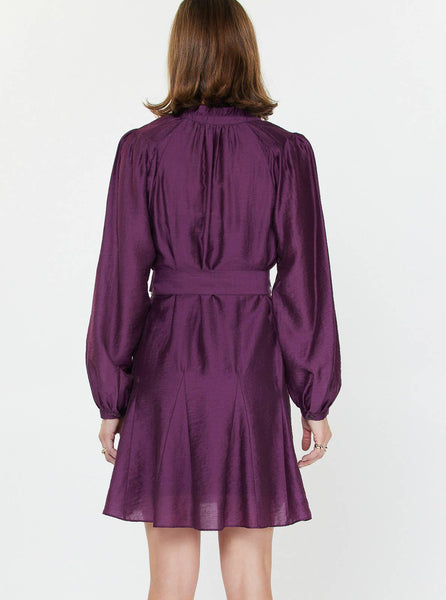Godet Detail Long Sleeve Mini Dress