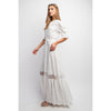 CHIC WOVEN MAXI BUTTON DOWN SHIRT DRESS WITH TRIM LACE DETAI