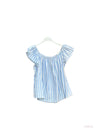 Wide striped bardot collar cotton gauze top