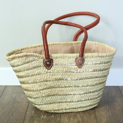Trendy straw bags , straw beach bag, Leather handle
