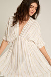 Sequin Stripe Kimono Sleeve Mini Dress