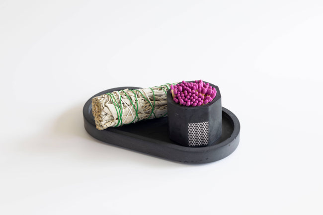 LIMITED Edition Black Candle Match Holder w/ Purple Matches