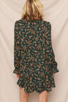 Floral Print Mini Dress with Standing Collar