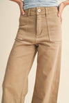 P2112     DYE AND WASH COTTON STRETCH WIDE LEG PANTS