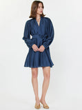 Godet Detail Long Sleeve Mini Dress