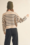 T3341   STRIPED PATTERN MOCK NECK SWEATER TOP