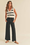 P2112     DYE AND WASH COTTON STRETCH WIDE LEG PANTS