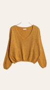 V-neck crop sweater with a tight hem #20678