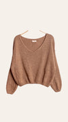 V-neck crop sweater with a tight hem #20678