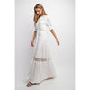 CHIC WOVEN MAXI BUTTON DOWN SHIRT DRESS WITH TRIM LACE DETAI