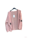 Thick cardigan with mohair and stars at the elbows #3559