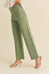 P2112     DYE AND WASH COTTON STRETCH WIDE LEG PANTS