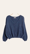 V-neck crop sweater with a tight hem #20678