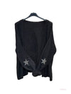 Thick cardigan with mohair and stars at the elbows #3559