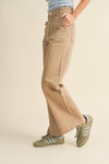 P2112     DYE AND WASH COTTON STRETCH WIDE LEG PANTS