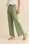 P2112     DYE AND WASH COTTON STRETCH WIDE LEG PANTS