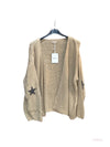 Thick cardigan with mohair and stars at the elbows #3559