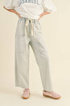 P3819  STRIPE AND WASHED EFFECT BARREL SHAPE PANTS
