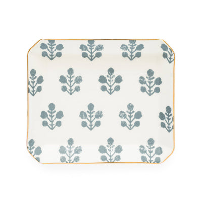 MEDIUM DUSTY BLUE FLORAL TRINKET TRAY