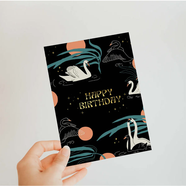 SWANS BIRTHDAY GREETING CARD