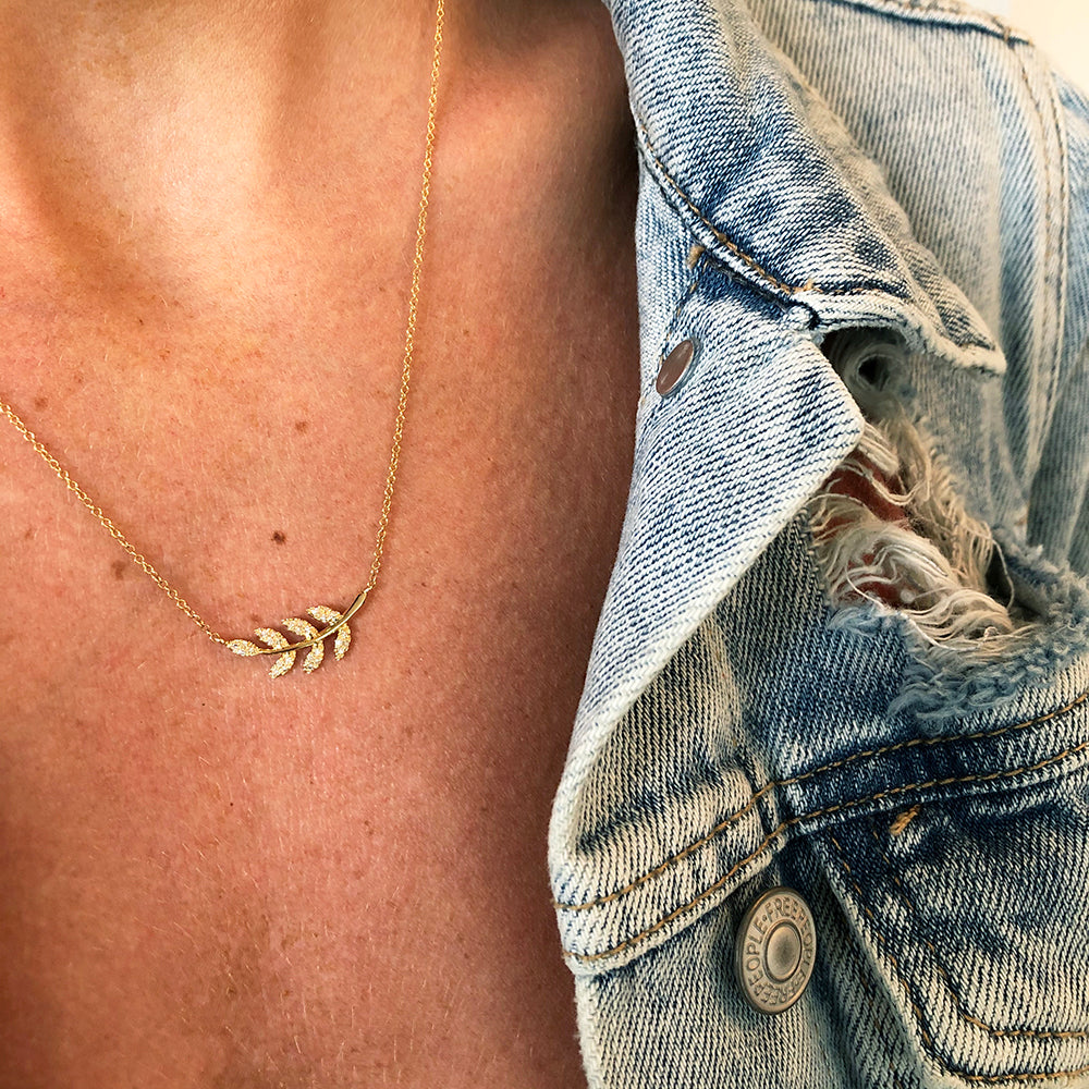 Diamond Olive Branch Necklace