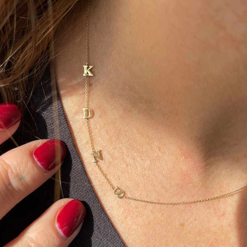 Pave Asymmetrical Initial Necklace | Caitlyn Minimalist
