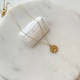 Textured and Engraved Gold Medallion Necklace